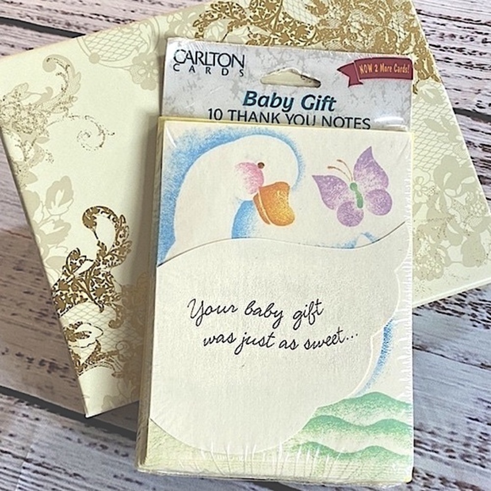 NWT Vintage Carlton Cards Baby Gift Thank You Notes NOS Sealed (10 Total)